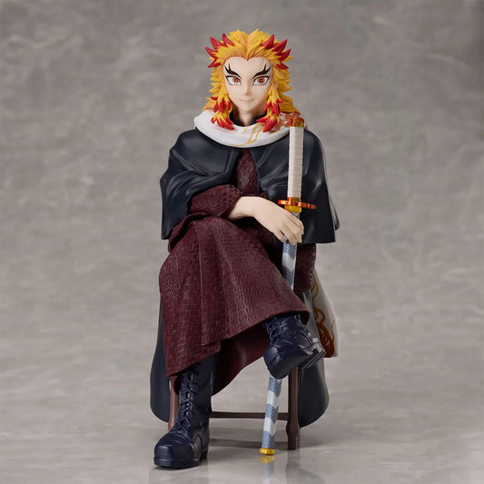 Demon Slayer Kyojuro Rengoku seated figure by Aniplex holding his Nichirin sword – front view