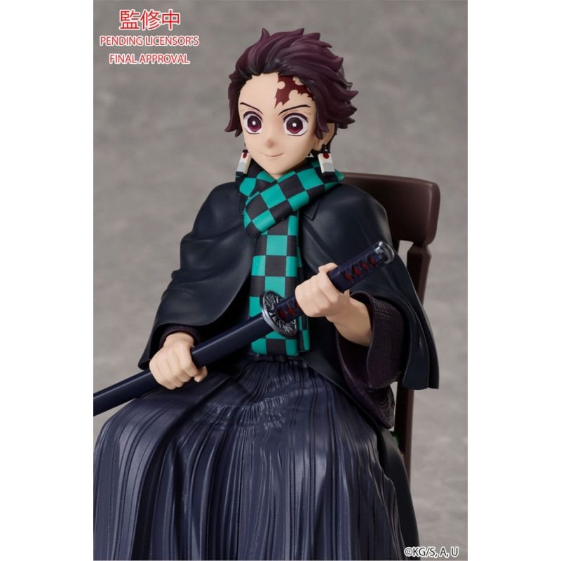 Close-up of Tanjiro Kamado Aniplex figure showing facial and hair details