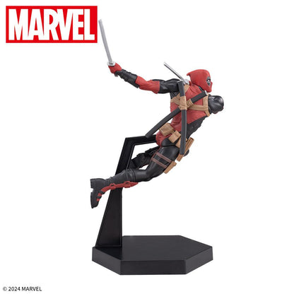 Deadpool Luminasta Ver. 2 figure by SEGA in airborne pose – right side view