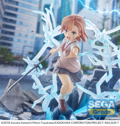 Mikoto Misaka FIGURIZMa figure by SEGA with blue electric effects – left side view