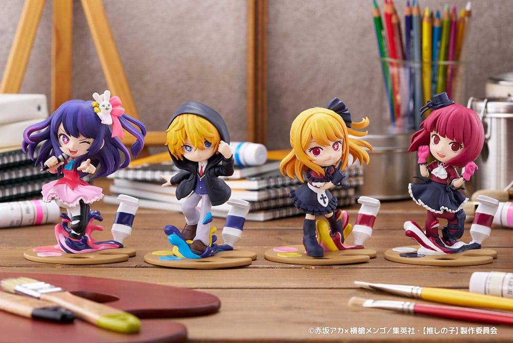 Oshi no Ko chibi figure collection featuring multiple characters – group view