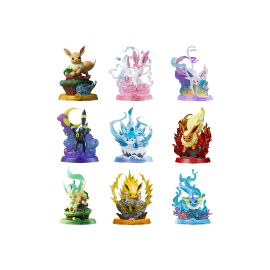 Pokémon Eevee and Eeveelutions collectible figure collection featuring all nine evolutions