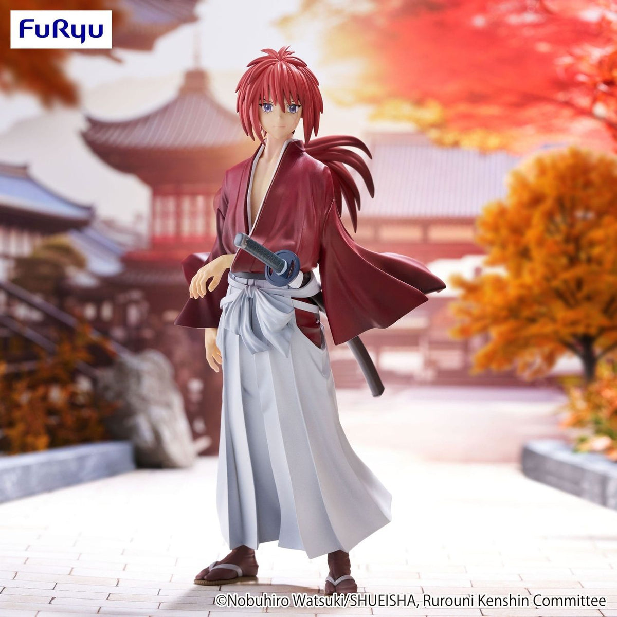 Kenshin Himura Rurouni Kenshin figure by FuRyu in red kimono – front view